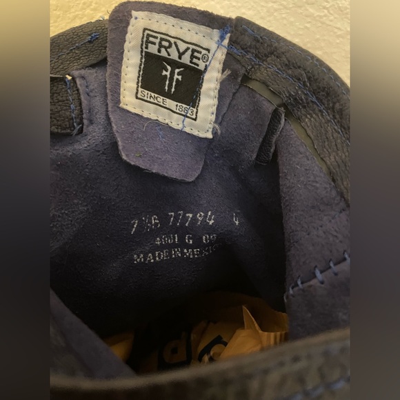 Vintage Frye Veronica Slouch Blue Leather Mid-Calf Harness Boots Size 7.5B - Picture 11 of 11